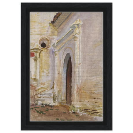"Arched Doorway" by John Singer Sargent – Architectural Fine Art Print - Framed Canvas - 20x30 cm / 8x12″ - Black frame
