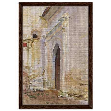 "Arched Doorway" by John Singer Sargent – Architectural Fine Art Print - Framed Canvas - 40x60 cm / 16x24″ - Dark wood frame