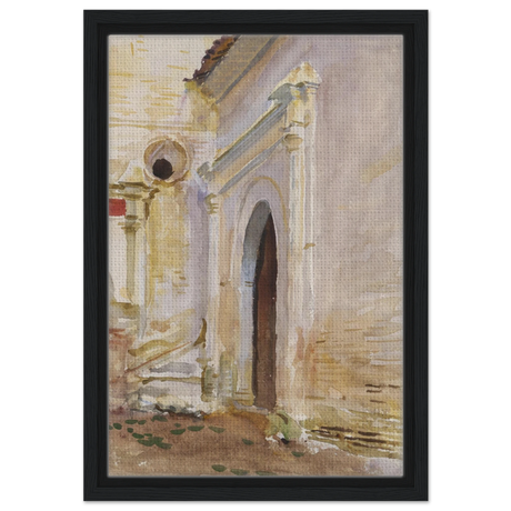 "Arched Doorway" by John Singer Sargent – Architectural Fine Art Print - Framed Canvas - 30x45 cm / 12x18″ - Black frame