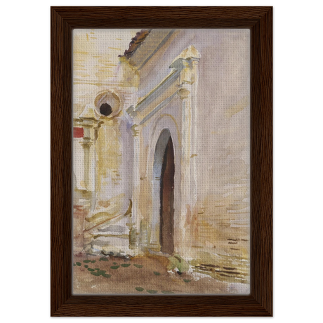 "Arched Doorway" by John Singer Sargent – Architectural Fine Art Print - Framed Canvas - 20x30 cm / 8x12″ - Dark wood frame