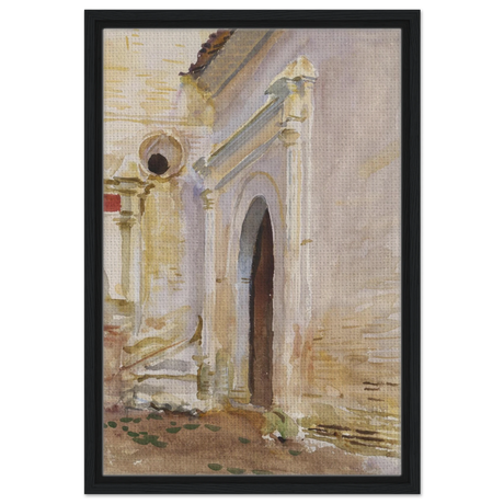 "Arched Doorway" by John Singer Sargent – Architectural Fine Art Print - Framed Canvas - 40x60 cm / 16x24″ - Black frame