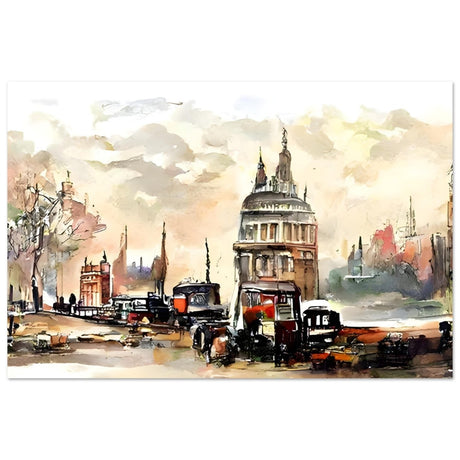 Architectural Whispers | Watercolor Urban Landscape - Aluminum Print - 50x75 cm / 20x30″ - 