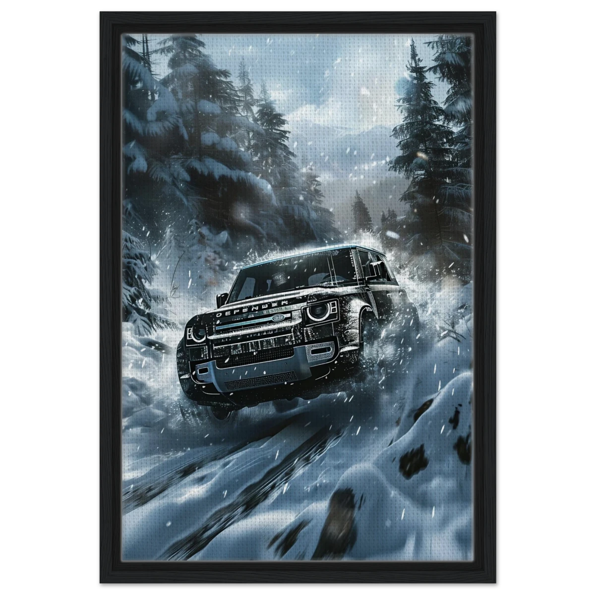 Arctic Conqueror – The Ultimate Off - Road Adventure | Range Rover collection Wall art print - Framed Canvas - 40x60 cm / 16x24″ - Black frame