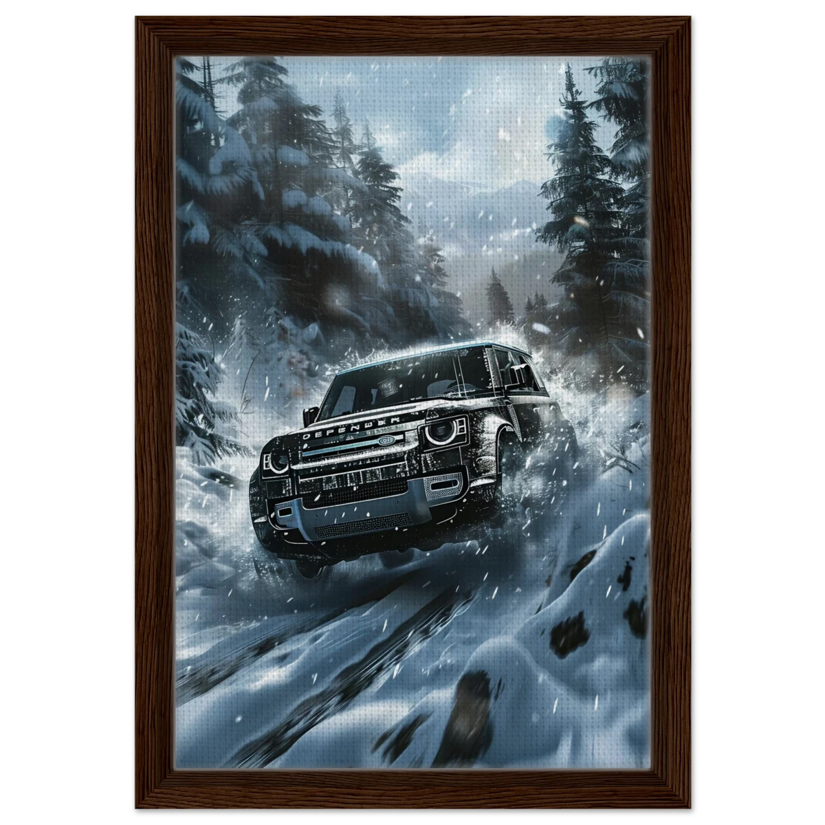 Arctic Conqueror – The Ultimate Off - Road Adventure | Range Rover collection Wall art print - Framed Canvas - 30x45 cm / 12x18″ - Dark wood frame
