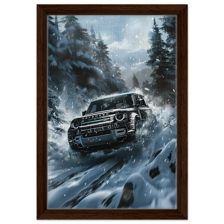 Arctic Conqueror – The Ultimate Off - Road Adventure | Range Rover collection Wall art print - Framed Canvas - 30x45 cm / 12x18″ - Dark wood frame