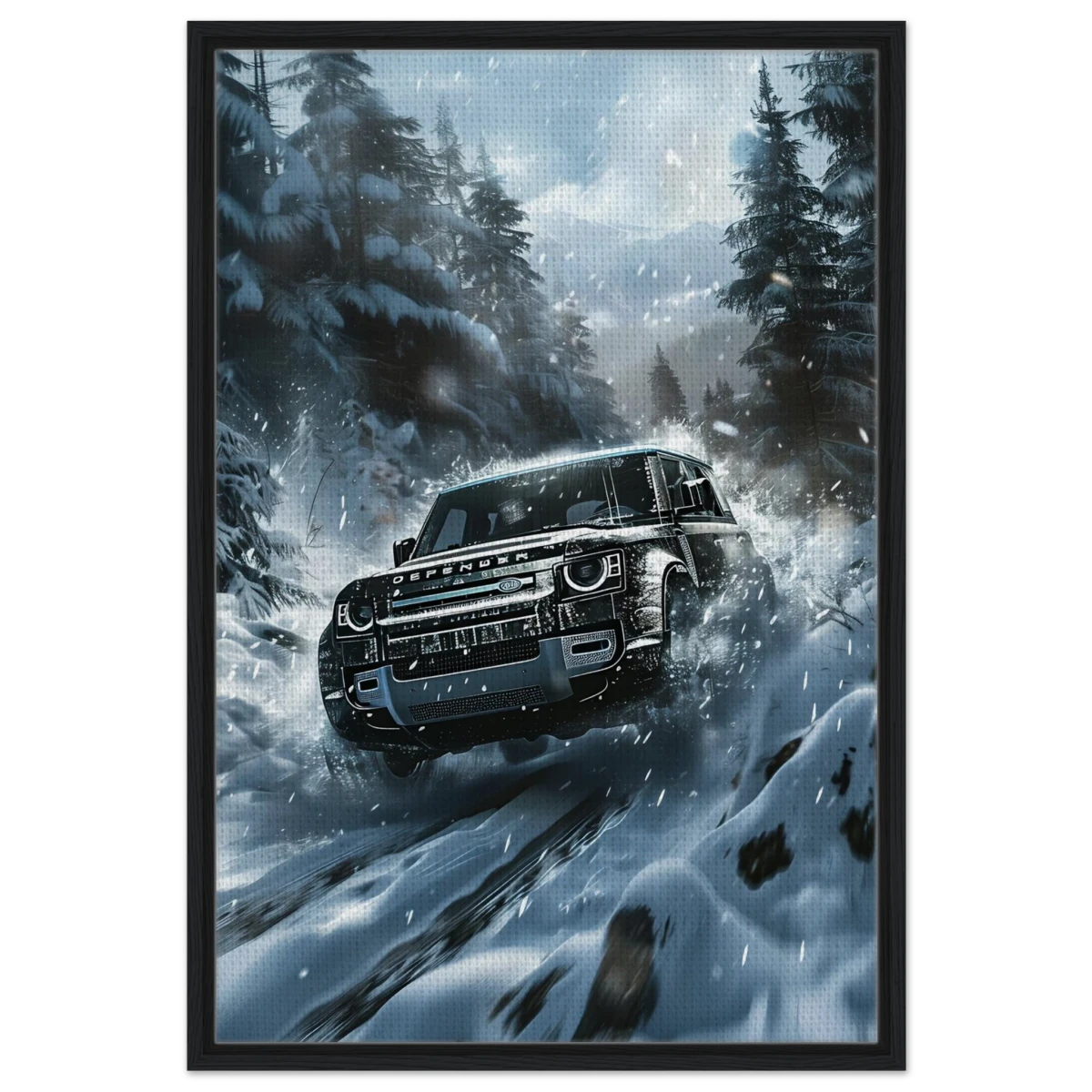 Arctic Conqueror – The Ultimate Off - Road Adventure | Range Rover collection Wall art print - Framed Canvas - 60x90 cm / 24x36″ - Black frame