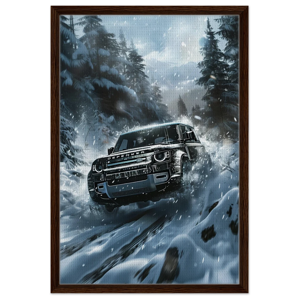 Arctic Conqueror – The Ultimate Off - Road Adventure | Range Rover collection Wall art print - Framed Canvas - 50x75 cm / 20x30″ - Dark wood frame