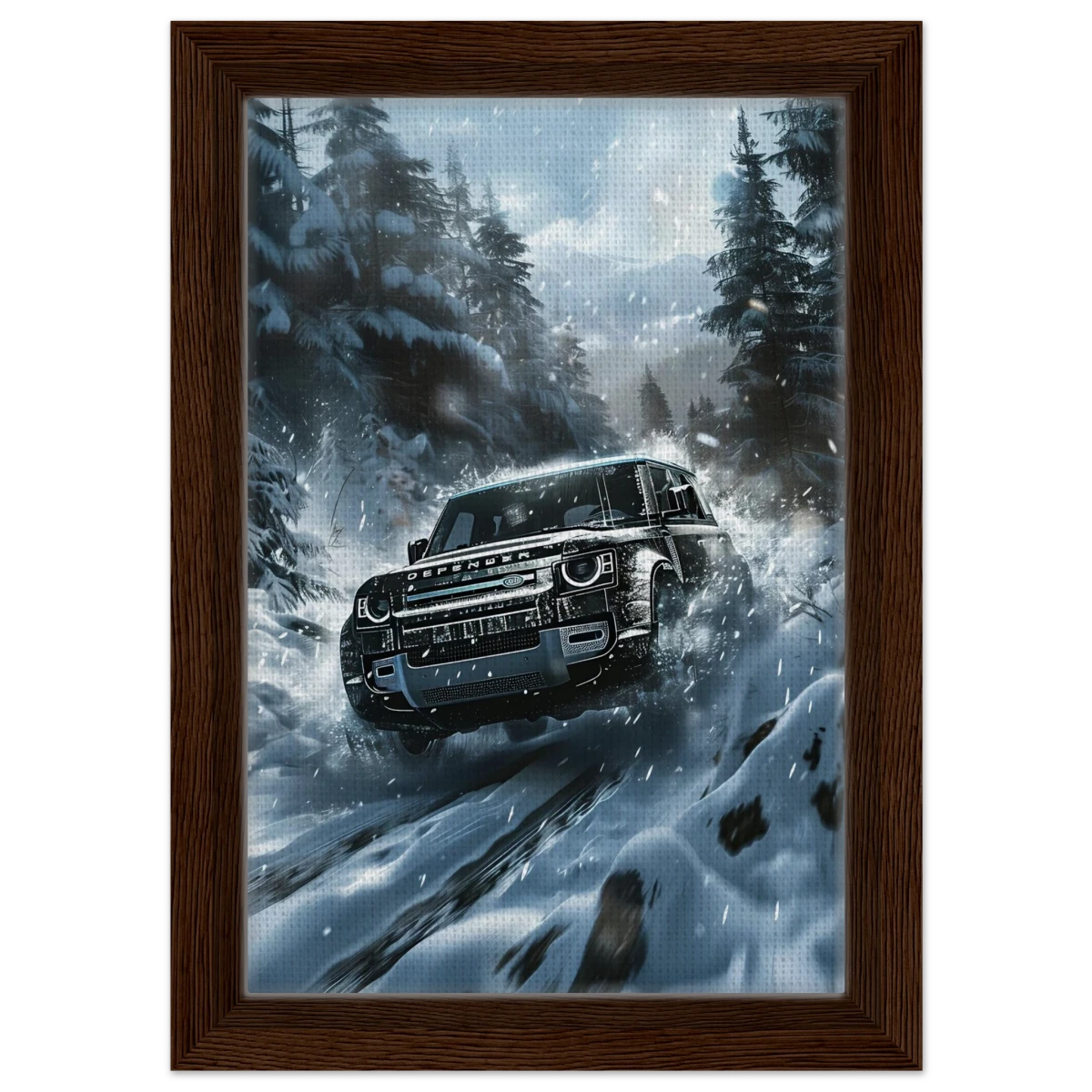 Arctic Conqueror – The Ultimate Off - Road Adventure | Range Rover collection Wall art print - Framed Canvas - 20x30 cm / 8x12″ - Dark wood frame
