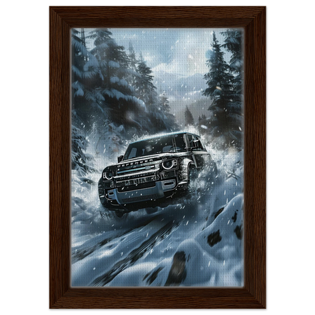 Arctic Conqueror – The Ultimate Off - Road Adventure | Range Rover collection Wall art print - Framed Canvas - 20x30 cm / 8x12″ - Dark wood frame