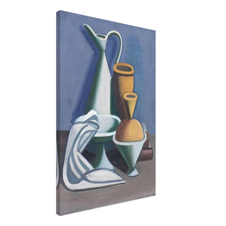 Arrangement with watering can, towel and jars by Vilhelm Lundstrøm | Vintage wall art print | Cubism - Canvas - 50x75 cm / 20x30″ - 