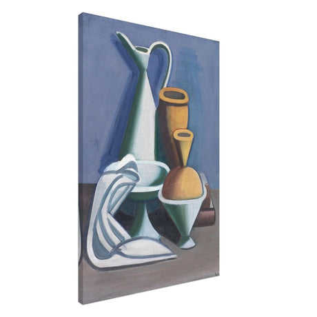 Arrangement with watering can, towel and jars by Vilhelm Lundstrøm | Vintage wall art print | Cubism - Canvas - 60x90 cm / 24x36″ - 