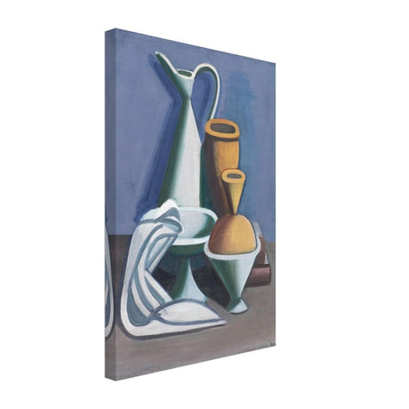 Arrangement with watering can, towel and jars by Vilhelm Lundstrøm | Vintage wall art print | Cubism - Canvas - 30x45 cm / 12x18″ - 