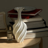 Artistic Twisted Metal Vase – Modern Abstract Retro Flower Arrangement Decor - Silk Red - 