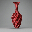 Artistic Twisted Metal Vase – Modern Abstract Retro Flower Arrangement Decor - Silk Red - 