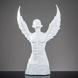 Ascending Winged Angel Sculpture | Resin & Copper Powder Art - White Male - 