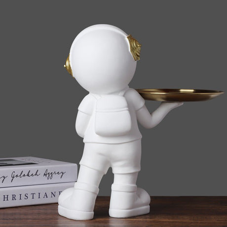 Astronaut Resin Sculpture with Tray – Modern Creative Storage Ornament - Black - 