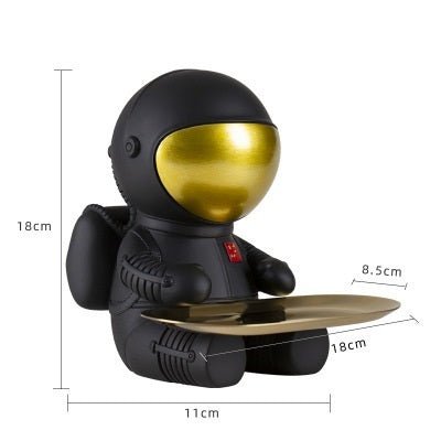 Astronaut Resin Sculpture with Tray – Modern Creative Storage Ornament - Black - 