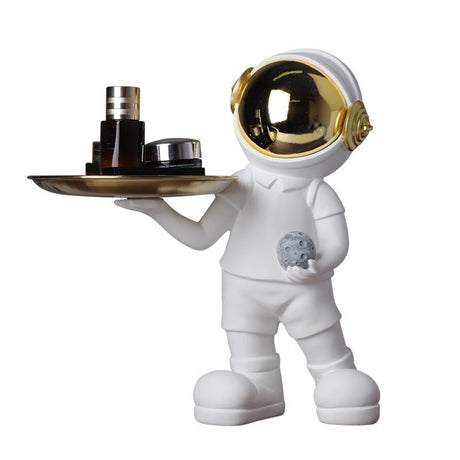 Astronaut Resin Sculpture with Tray – Modern Creative Storage Ornament - Black - 