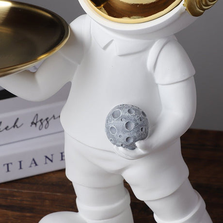 Astronaut Resin Sculpture with Tray – Modern Creative Storage Ornament - Black - 