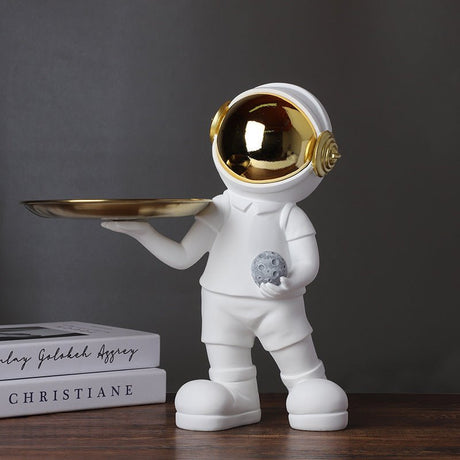 Astronaut Resin Sculpture with Tray – Modern Creative Storage Ornament - Gold - 