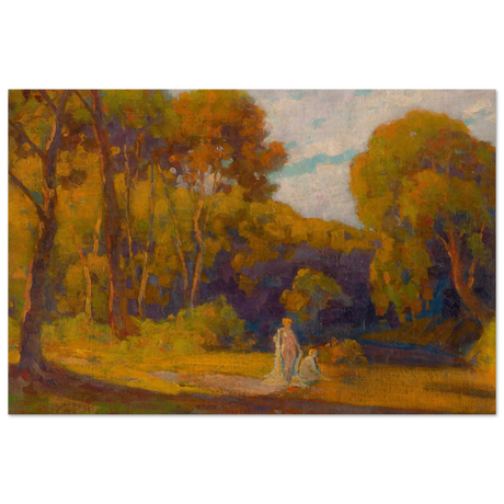 "At Sunset" by Lajos Csordák – Impressionist Landscape Wall Art Print - Wood Prints - 20x30 cm / 8x12″ - 