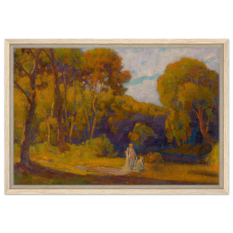 "At Sunset" by Lajos Csordák – Impressionist Landscape Wall Art Print - Framed Canvas - 40x60 cm / 16x24″ - Wood frame