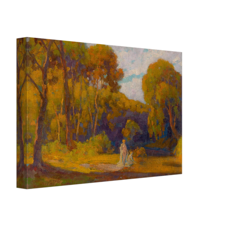 "At Sunset" by Lajos Csordák – Impressionist Landscape Wall Art Print - Canvas - 20x30 cm / 8x12″ - 