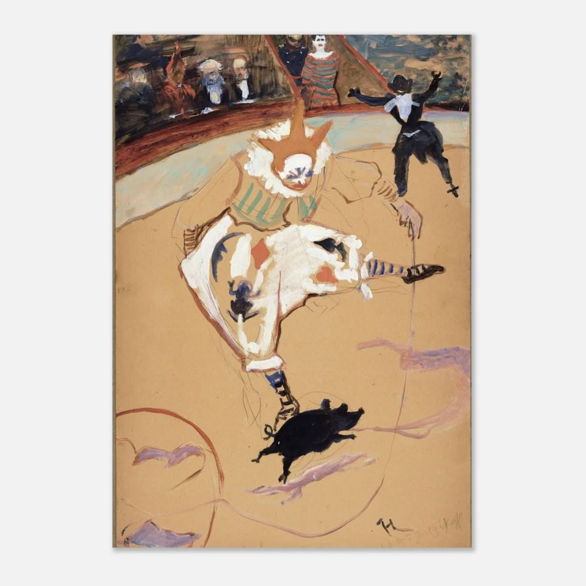 At the Circus Fernando: Medrano with a Piglet by Henri de Toulouse - Lautrec - Aluminum Print - 70x100 cm / 28x40″ - 