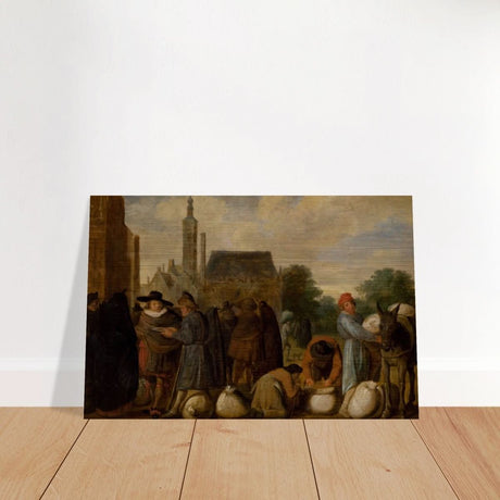 At the Market by Sybrand van Beest | Vintage Wall art print - Brushed Aluminum Print - 60x90 cm / 24x36″ - 