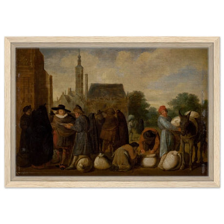 At the Market by Sybrand van Beest | Vintage Wall art print - Framed Canvas - 30x45 cm / 12x18″ - Wood frame