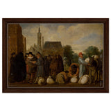 At the Market by Sybrand van Beest | Vintage Wall art print - Framed Canvas - 30x45 cm / 12x18″ - Dark wood frame
