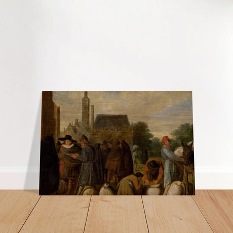 At the Market by Sybrand van Beest | Vintage Wall art print - Brushed Aluminum Print - 30x45 cm / 12x18″ - 