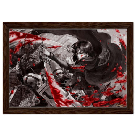 Attack on Titan: Crimson Strike | wall art print - 30x45 cm / 12x18″ - Framed Canvas - Dark wood frame