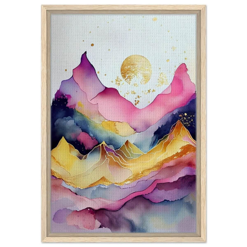 Aurora of Dreams | Contemporary Watercolor Art | Wall art Print - Framed Canvas - 40x60 cm / 16x24″ - Wood frame