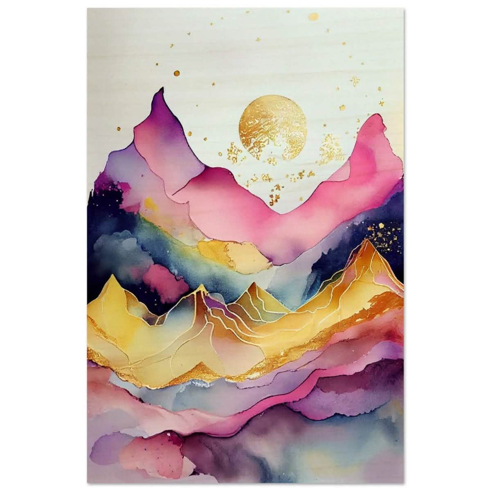 Aurora of Dreams | Contemporary Watercolor Art | Wall art Print - Wood Prints - 60x90 cm / 24x36″ - 