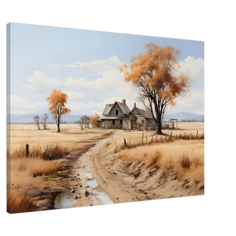 Autumn Homestead – Rustic Countryside Landscape Wall Art Print - Canvas - 70x100 cm / 28x40″ - 