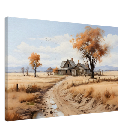 Autumn Homestead – Rustic Countryside Landscape Wall Art Print - Canvas - 50x75 cm / 20x30″ - 