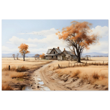 Autumn Homestead – Rustic Countryside Landscape Wall Art Print - Fine Art Poster - 60x90 cm / 24x36″ - 