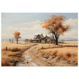 Autumn Homestead – Rustic Countryside Landscape Wall Art Print - Wood Prints - 70x100 cm / 28x40″ - 
