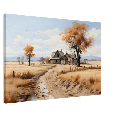 Autumn Homestead – Rustic Countryside Landscape Wall Art Print - Canvas - 60x90 cm / 24x36″ - 
