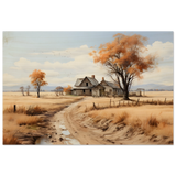 Autumn Homestead – Rustic Countryside Landscape Wall Art Print - Wood Prints - 50x75 cm / 20x30″ - 