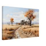 Autumn Homestead – Rustic Countryside Landscape Wall Art Print - Canvas - 40x60 cm / 16x24″ - 