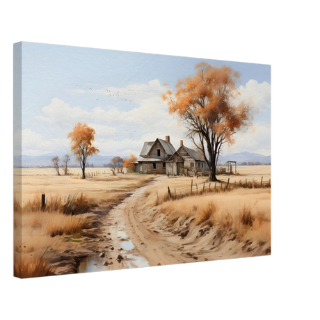 Autumn Homestead – Rustic Countryside Landscape Wall Art Print - Canvas - 40x60 cm / 16x24″ - 