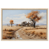 Autumn Homestead – Rustic Countryside Landscape Wall Art Print - Framed Canvas - 50x75 cm / 20x30″ - Wood frame