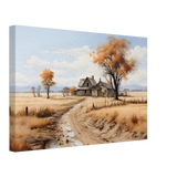 Autumn Homestead – Rustic Countryside Landscape Wall Art Print - Canvas - 30x45 cm / 12x18″ - 