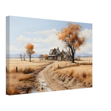 Autumn Homestead – Rustic Countryside Landscape Wall Art Print - Canvas - 30x45 cm / 12x18″ - 
