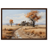 Autumn Homestead – Rustic Countryside Landscape Wall Art Print - Framed Canvas - 60x90 cm / 24x36″ - Dark wood frame