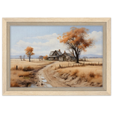 Autumn Homestead – Rustic Countryside Landscape Wall Art Print - Framed Canvas - 20x30 cm / 8x12″ - Wood frame