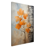 Autumn Maple Leaves by Birch Tree – Modern Nature Wall Art - Canvas - 70x100 cm / 28x40″ - 