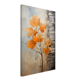 Autumn Maple Leaves by Birch Tree – Modern Nature Wall Art - Canvas - 40x60 cm / 16x24″ - 